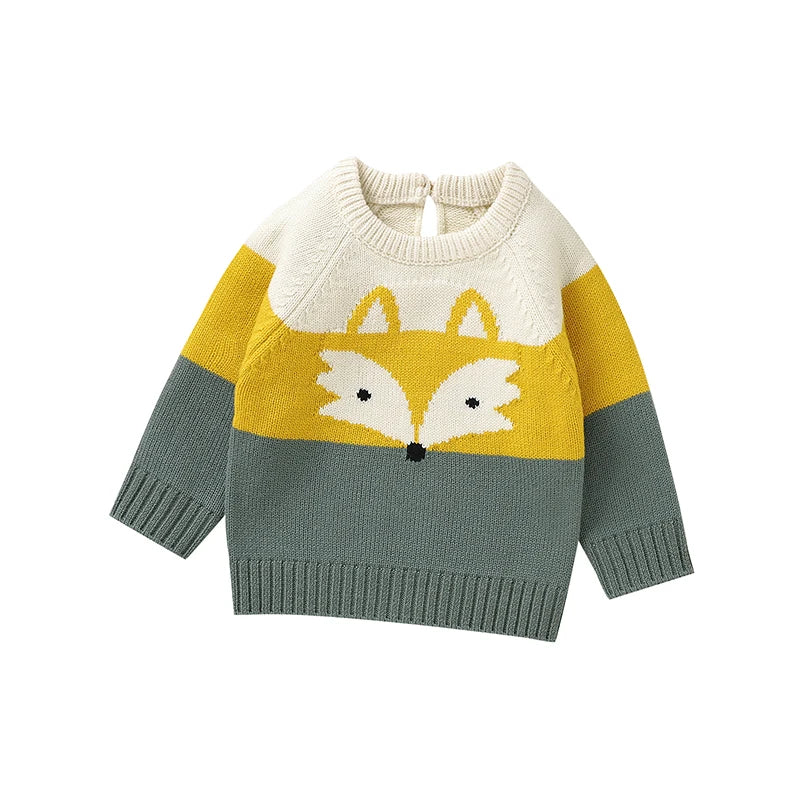 Toosly suéteres de bebê de malha roupas de criança recém-nascida moda listrado bonito raposa topos outerwear infantil meninas meninos pulôver manga longa outono