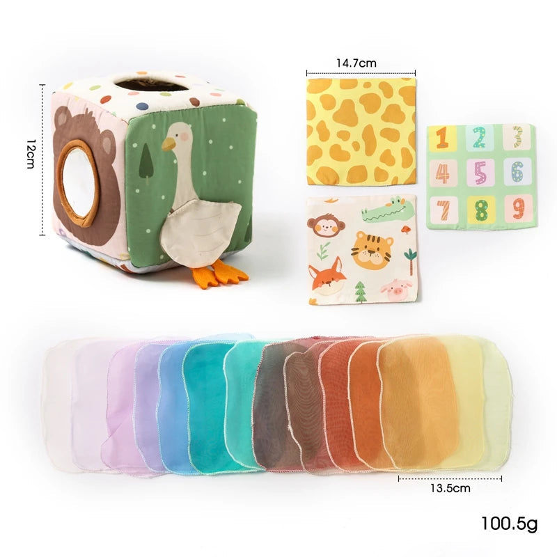 Toosly brinquedo montessori bebe brinquedo algodão caixa de tecido mágico dedo exercício ocupado jogo de tabuleiro brinquedo educativo chocalho macio jogo pano livro presente