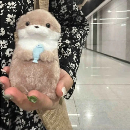 Toosly pelucia bonito pequena lontra abraço peixe boneca de pelúcia pingente presente bonito menina coração chaveiro pingente presente criativo