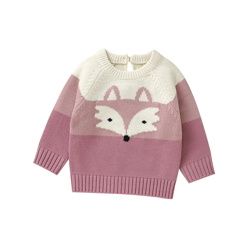 Toosly suéteres de bebê de malha roupas de criança recém-nascida moda listrado bonito raposa topos outerwear infantil meninas meninos pulôver manga longa outono