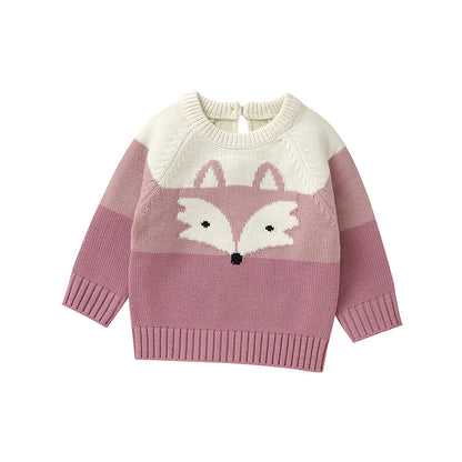 Toosly suéteres de bebê de malha roupas de criança recém-nascida moda listrado bonito raposa topos outerwear infantil meninas meninos pulôver manga longa outono