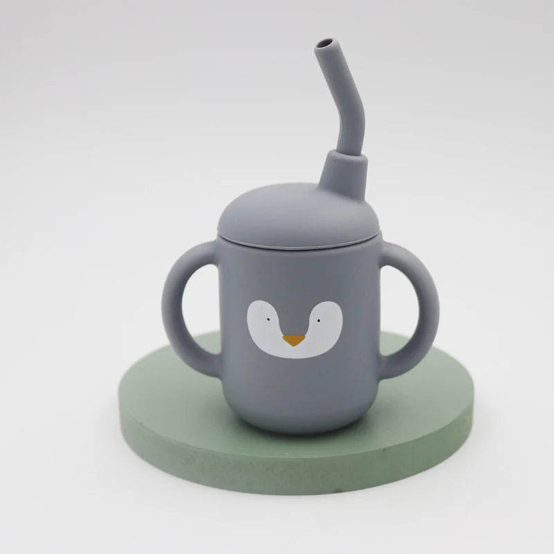 Toosly novo dos desenhos animados 120ml bebê silicone canudinho bpa-livre portátil armazenamento lanche recipiente de alimentação copo treinador à prova de vazamento