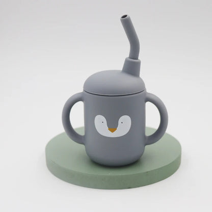 Toosly novo dos desenhos animados 120ml bebê silicone canudinho bpa-livre portátil armazenamento lanche recipiente de alimentação copo treinador à prova de vazamento