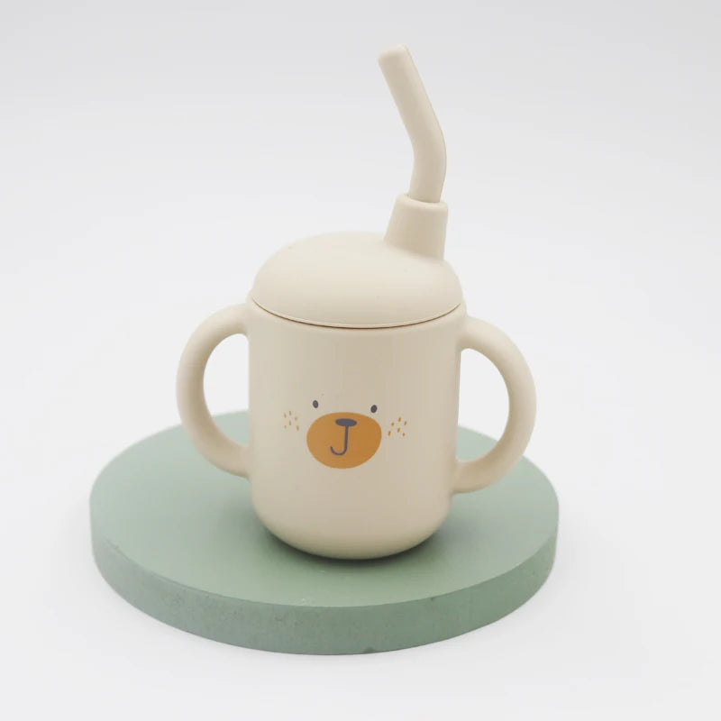 Toosly novo dos desenhos animados 120ml bebê silicone canudinho bpa-livre portátil armazenamento lanche recipiente de alimentação copo treinador à prova de vazamento