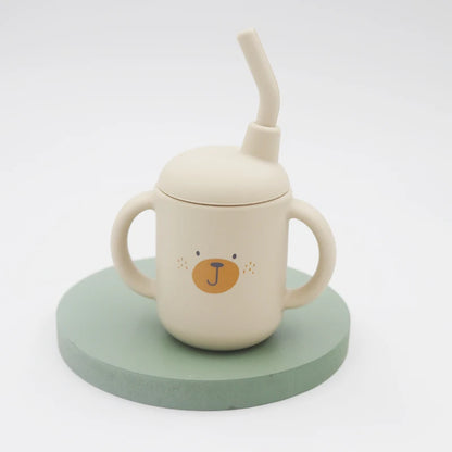 Toosly novo dos desenhos animados 120ml bebê silicone canudinho bpa-livre portátil armazenamento lanche recipiente de alimentação copo treinador à prova de vazamento