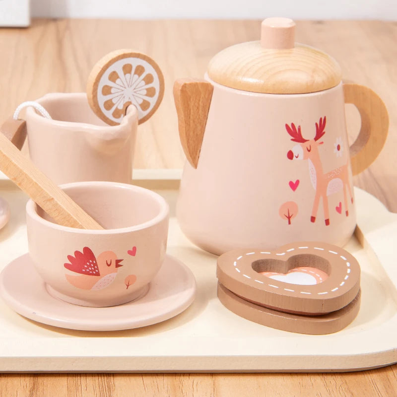 Toosly chá da Tarde Simulação De Madeira Infantil, Louça De Bule De Sobremesa, Chá De Cozinha, Baby Puzzle Play Toy