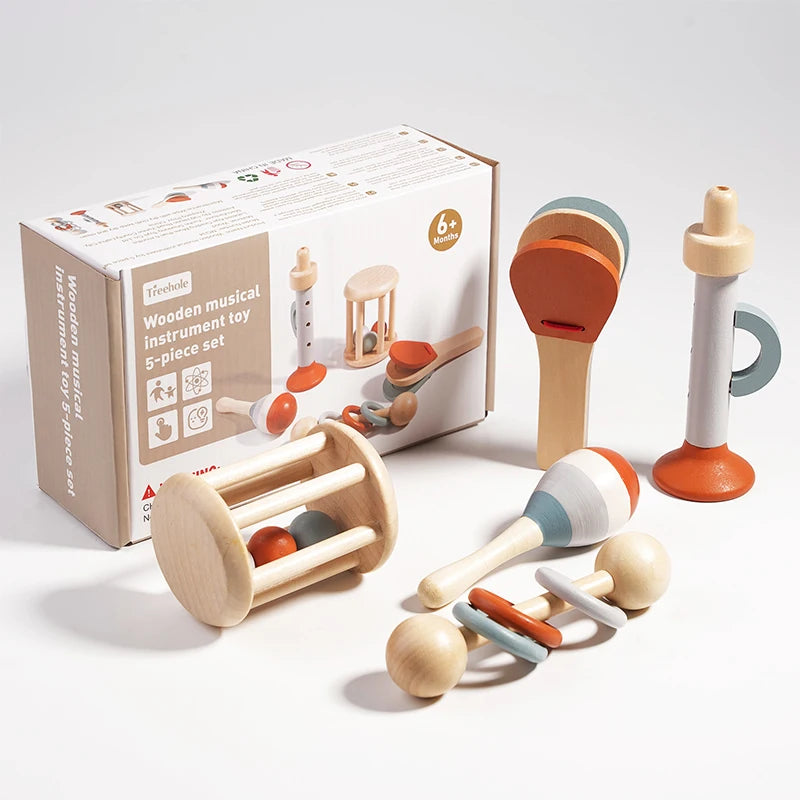 Toosly instrumentos musicais do bebê 5 pçs chocalho sensorial brinquedos educativos precoces brinquedos musicais do bebê montessori brinquedos presentes de aniversário para crianças