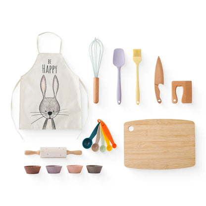 Conjunto de Utensílios de Cozinha de Madeira Toosly – brinquedo educativo Montessori para crianças, com acessórios de corte e brincar de casinha.
