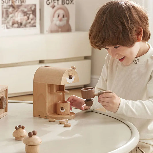 Toosly brinquedo de madeira para máquina de café, conjunto de brinquedos educativos de cozinha para crianças de 3 a 5 anos, presente de brinquedo para crianças Montessori