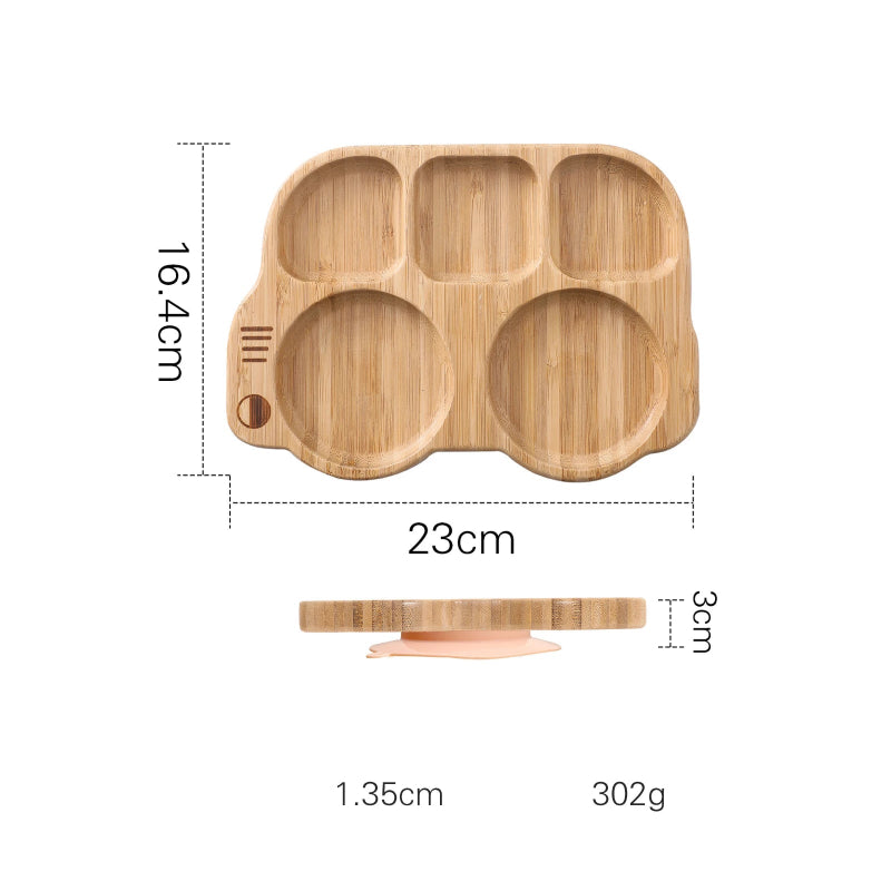 Toosly conjunto silicone bebê placa colher garfo conjuntos crianças alimentação conjunto de utensílios de mesa bpa livre de madeira produto comestível prato de jantar coisas do bebê