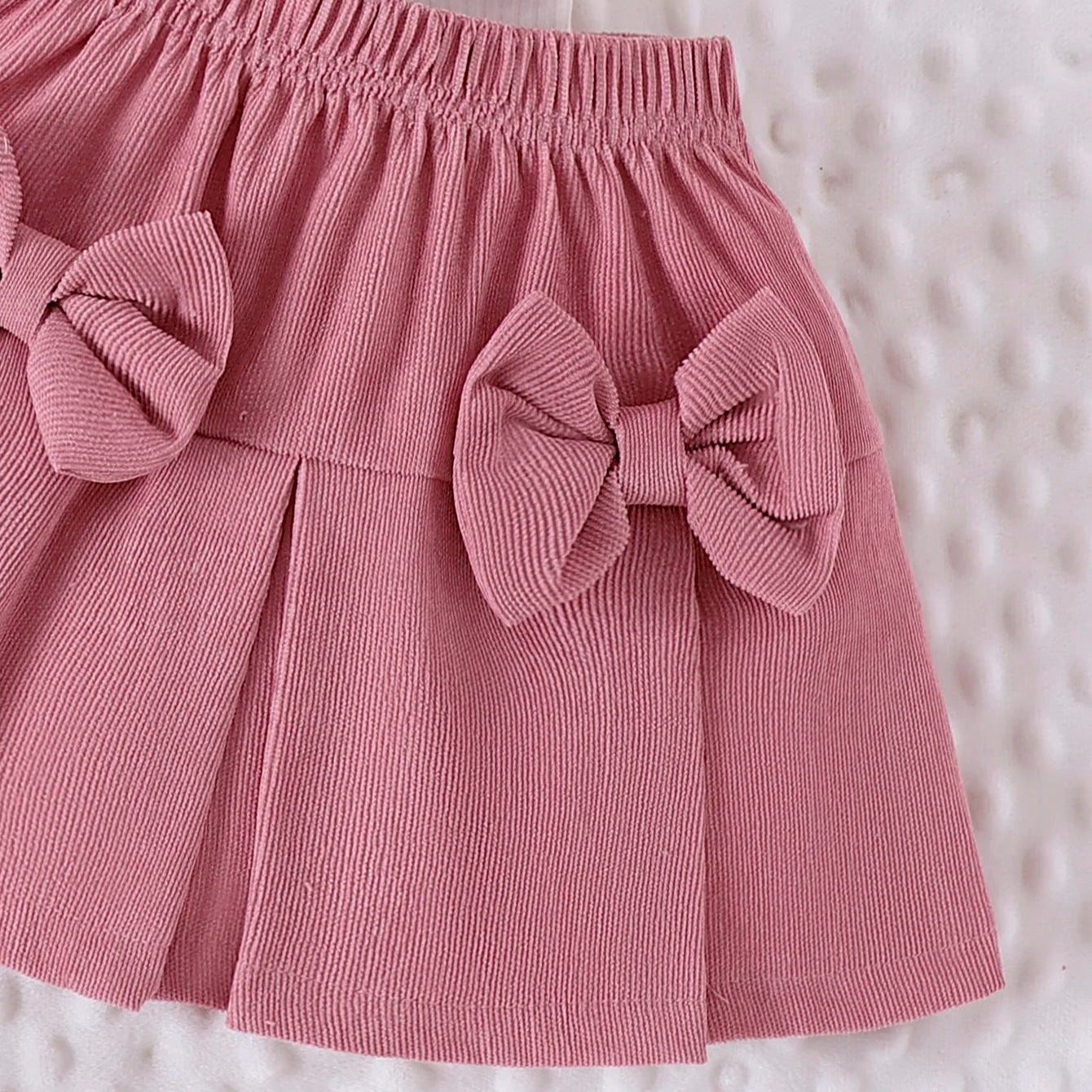 Toosly 2 peças inverno novo estilo para meninas de 0 a 3 anos, mangas de bolha confortáveis, doces e fofas, top de capítulo de amor + conjunto de saia curta rosa