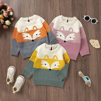 Toosly suéteres de bebê de malha roupas de criança recém-nascida moda listrado bonito raposa topos outerwear infantil meninas meninos pulôver manga longa outono