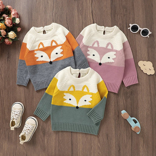 Toosly suéteres de bebê de malha roupas de criança recém-nascida moda listrado bonito raposa topos outerwear infantil meninas meninos pulôver manga longa outono