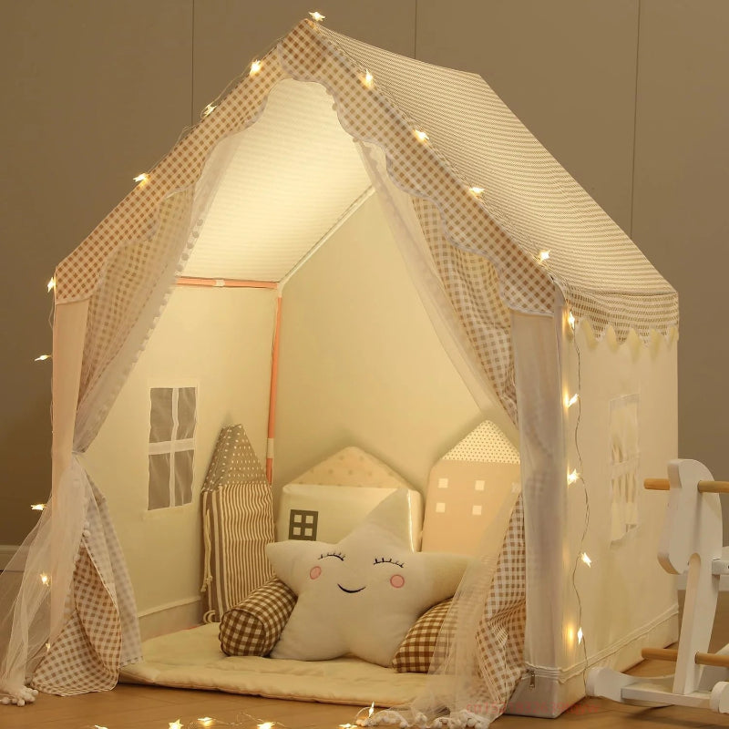 Toosly cabana crianças brincar tenda com luzes estrela meninos meninas princesa brinquedos pequena casa ao ar livre criança playhouse castelo cubby criança jogar casa