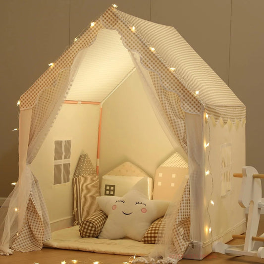 Toosly cabana crianças brincar tenda com luzes estrela meninos meninas princesa brinquedos pequena casa ao ar livre criança playhouse castelo cubby criança jogar casa