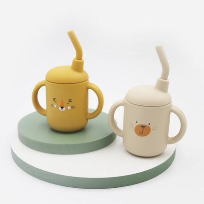 Toosly novo dos desenhos animados 120ml bebê silicone canudinho bpa-livre portátil armazenamento lanche recipiente de alimentação copo treinador à prova de vazamento