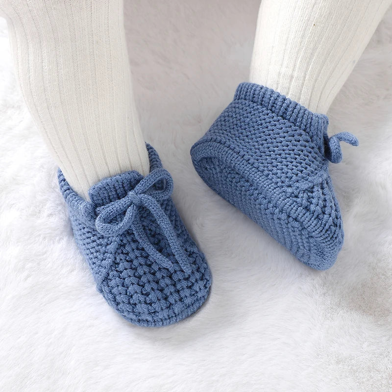 Toosly sapatos infantis de malha para bebês, calçados para meninos e meninas, botas rasas sólidas e rasas, acessórios de roupas feitos à mão para crianças de 0 a 18 meses
