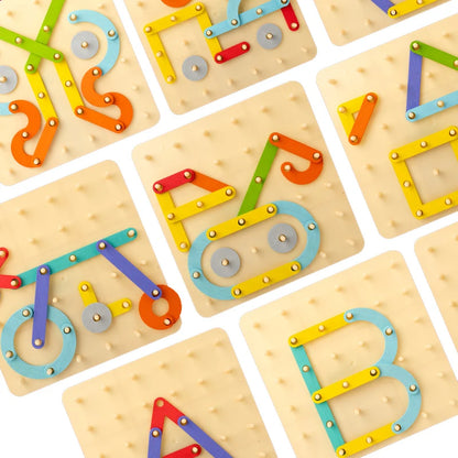 Toosly crianças brinquedos de madeira placa criativa placa de unhas conjunto coluna geométrica construção quebra-cabeça geométrico pegboard montessori sensorial