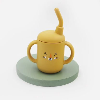Toosly novo dos desenhos animados 120ml bebê silicone canudinho bpa-livre portátil armazenamento lanche recipiente de alimentação copo treinador à prova de vazamento