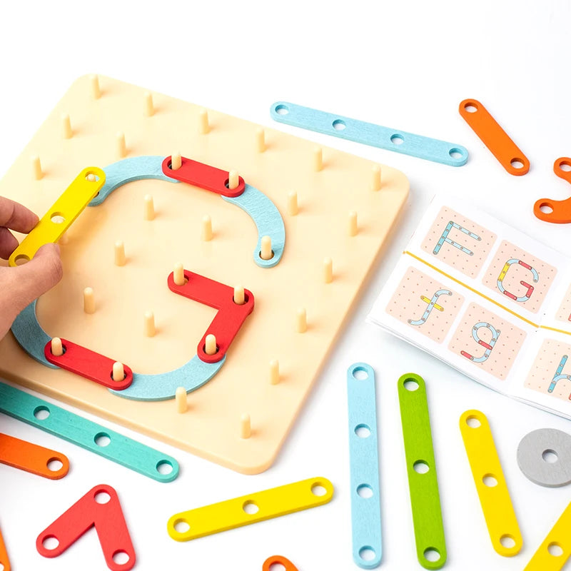Toosly crianças brinquedos de madeira placa criativa placa de unhas conjunto coluna geométrica construção quebra-cabeça geométrico pegboard montessori sensorial