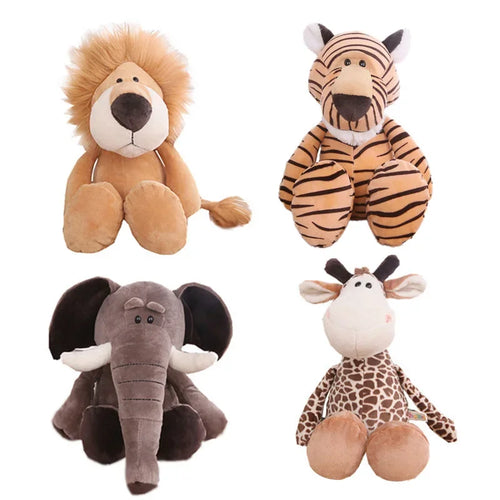 Toosly animais de pelúcia brinquedos bonecas macias selva leão elefante tigre cão raposa macaco veado crianças presente bebê crianças brinquedos