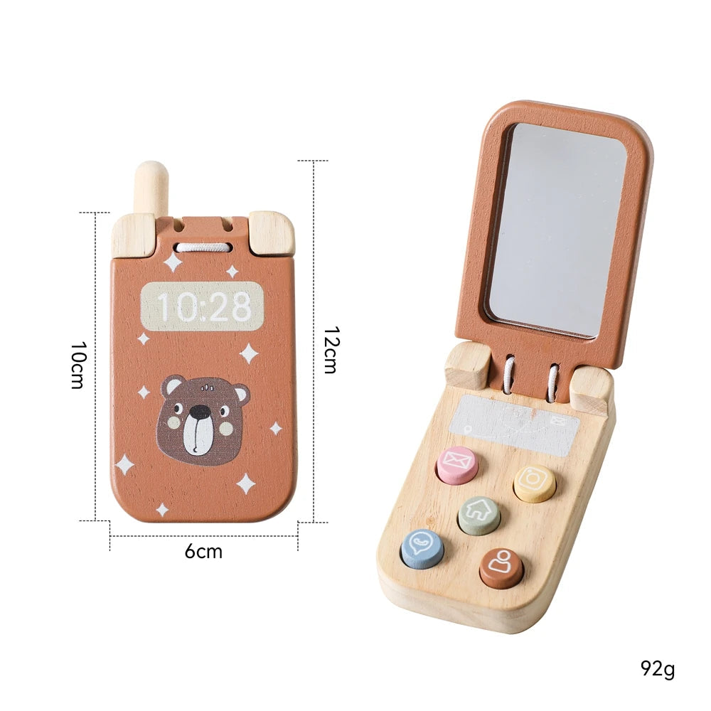 Toosly montessori brinquedos do bebê dos desenhos animados flip telefone celular com espelho crianças dedos imprensa e os sentidos tocar o brinquedo chave móvel aprendizagem