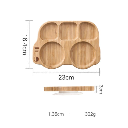 Toosly conjunto silicone bebê placa colher garfo conjuntos crianças alimentação conjunto de utensílios de mesa bpa livre de madeira produto comestível prato de jantar coisas do bebê