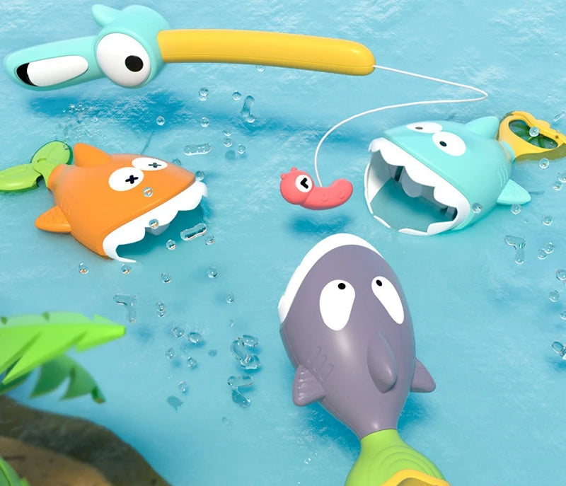Toosly brinquedo de banho para crianças, jogo de pesca magnético, brinquedo de água flutuante, tubarão de natação, brinquedos para banheira de bebê, meninos e meninas, presentes para crianças