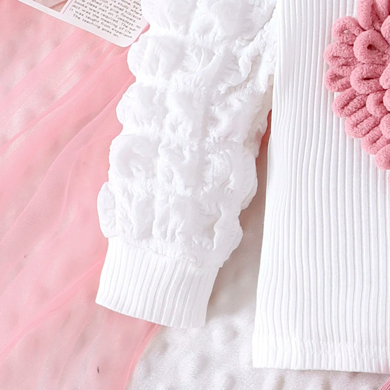 Toosly 2 peças inverno novo estilo para meninas de 0 a 3 anos, mangas de bolha confortáveis, doces e fofas, top de capítulo de amor + conjunto de saia curta rosa