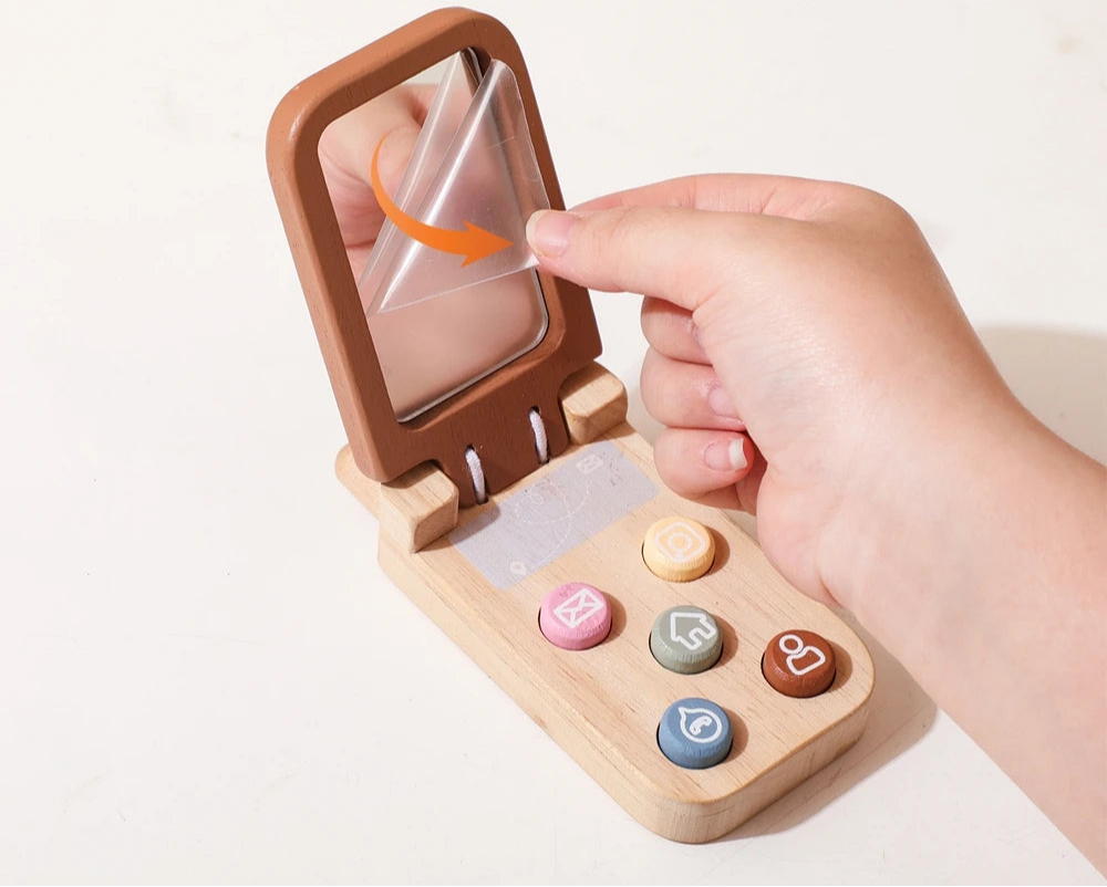 Toosly montessori brinquedos do bebê dos desenhos animados flip telefone celular com espelho crianças dedos imprensa e os sentidos tocar o brinquedo chave móvel aprendizagem