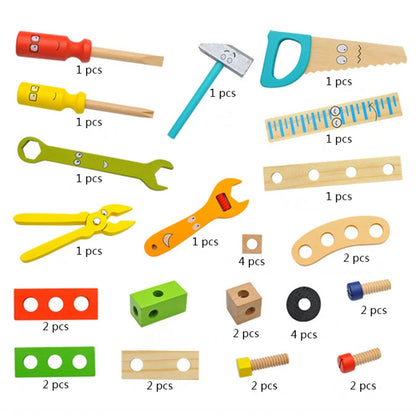 Toosly educacional montessori crianças brinquedos de plástico caixa de ferramentas de madeira fingir jogar conjunto crianças porca parafuso montagem simulação ferramenta carpinteiro