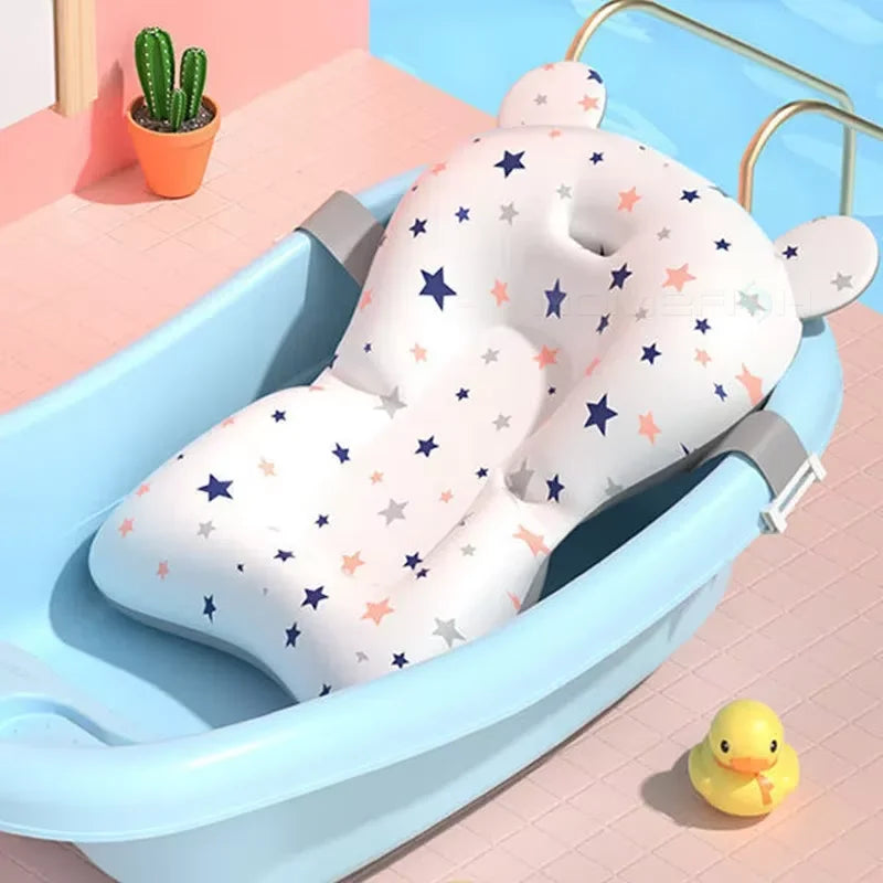 Almofada de apoio para banho de bebê, assento flutuante dobrável ajustável, almofada de banho para recém-nascidos, rede de segurança infantil