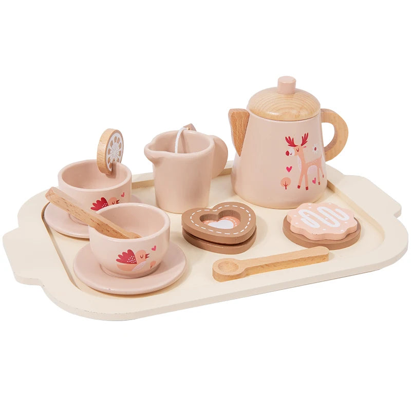 Toosly chá da Tarde Simulação De Madeira Infantil, Louça De Bule De Sobremesa, Chá De Cozinha, Baby Puzzle Play Toy