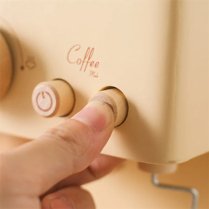 Toosly conjunto de brinquedos para máquina de café de bebê, suprimentos de cozinha de madeira, modelo de máquina de café para crianças, simulação de bolo de café, brinquedos de simulação com 10 peças