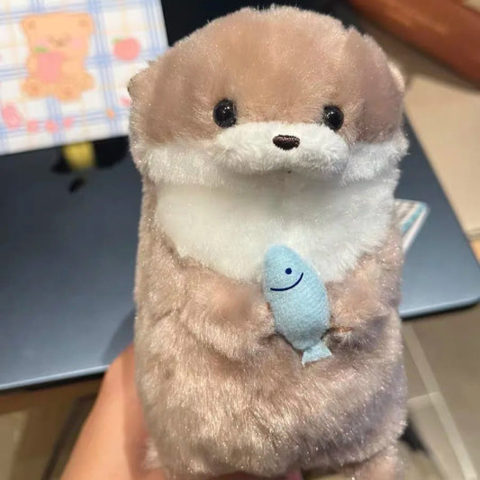 Toosly pelucia bonito pequena lontra abraço peixe boneca de pelúcia pingente presente bonito menina coração chaveiro pingente presente criativo