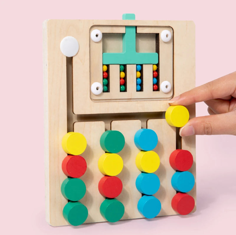 Toosly montessori de madeira colorido slide puzzle jogo de tabuleiro cor correspondência slide sensorial brinquedos educativos atividade pré-escolar para crianças