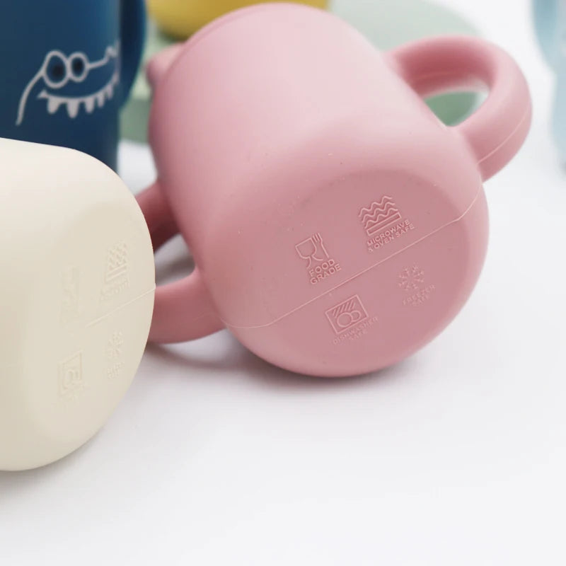Toosly novo dos desenhos animados 120ml bebê silicone canudinho bpa-livre portátil armazenamento lanche recipiente de alimentação copo treinador à prova de vazamento