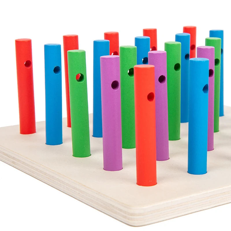 Toosly jogo montessori de rosqueamento de corda de madeira com varas coloridas e cordas-exercice capacidade de pensamento lógico e imaginação, presente para crianças