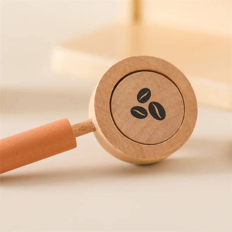 Toosly conjunto de brinquedos para máquina de café de bebê, suprimentos de cozinha de madeira, modelo de máquina de café para crianças, simulação de bolo de café, brinquedos de simulação com 10 peças