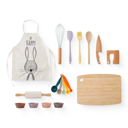 Conjunto de Utensílios de Cozinha de Madeira Toosly – brinquedo educativo Montessori para crianças, com acessórios de corte e brincar de casinha.