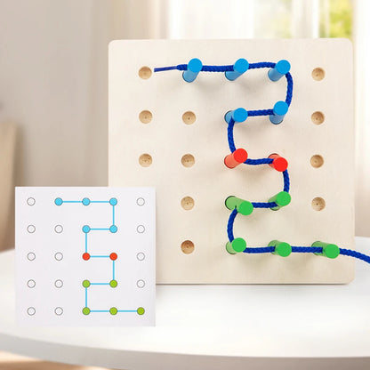 Toosly jogo montessori de rosqueamento de corda de madeira com varas coloridas e cordas-exercice capacidade de pensamento lógico e imaginação, presente para crianças