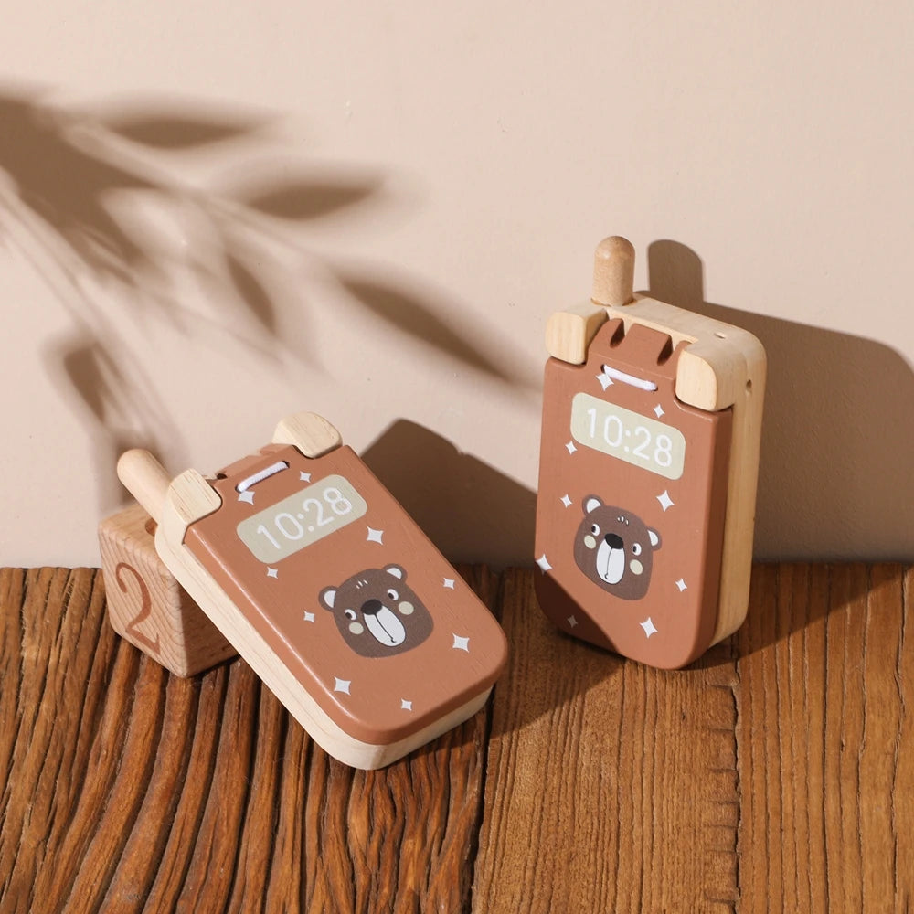 Toosly montessori brinquedos do bebê dos desenhos animados flip telefone celular com espelho crianças dedos imprensa e os sentidos tocar o brinquedo chave móvel aprendizagem