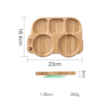 Toosly conjunto silicone bebê placa colher garfo conjuntos crianças alimentação conjunto de utensílios de mesa bpa livre de madeira produto comestível prato de jantar coisas do bebê