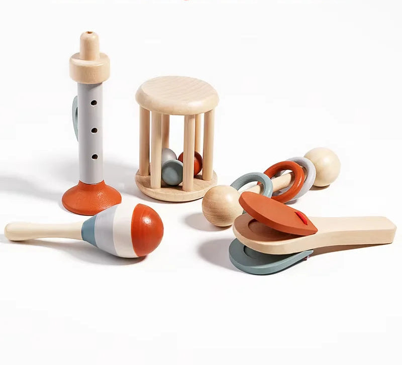 Toosly instrumentos musicais do bebê 5 pçs chocalho sensorial brinquedos educativos precoces brinquedos musicais do bebê montessori brinquedos presentes de aniversário para crianças