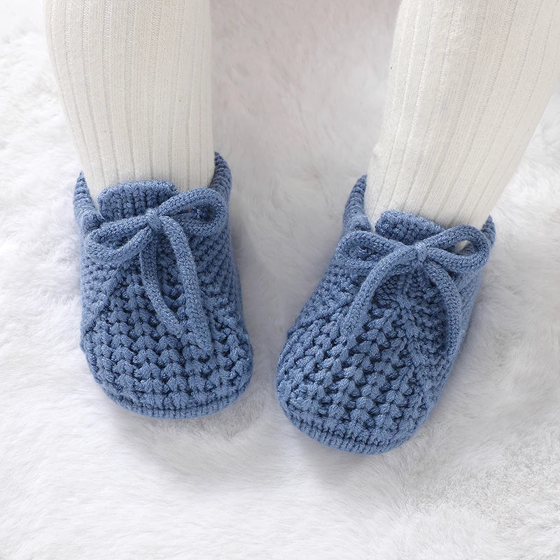 Toosly sapatos infantis de malha para bebês, calçados para meninos e meninas, botas rasas sólidas e rasas, acessórios de roupas feitos à mão para crianças de 0 a 18 meses