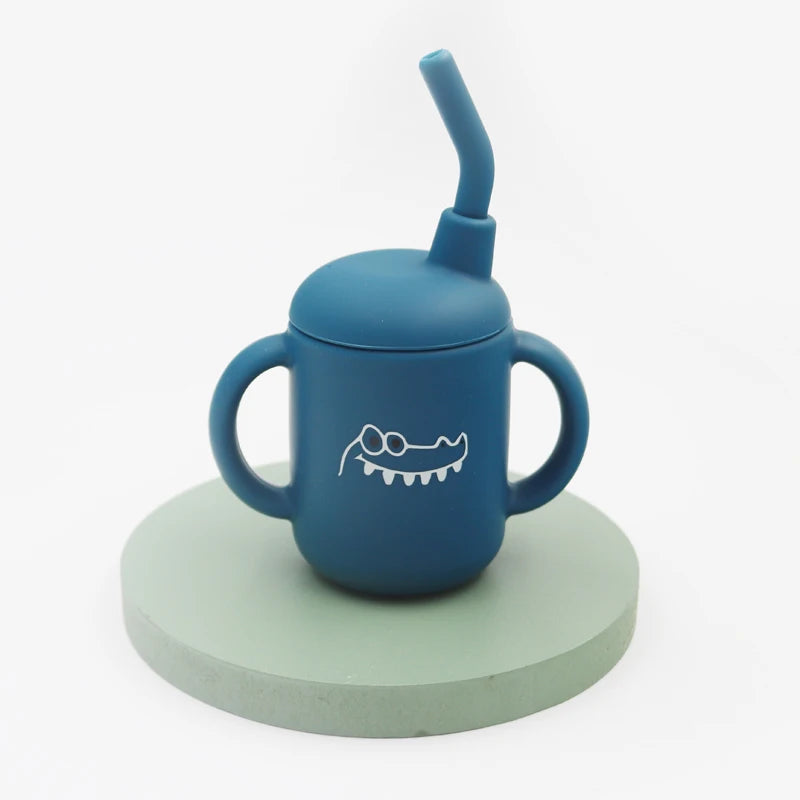 Toosly novo dos desenhos animados 120ml bebê silicone canudinho bpa-livre portátil armazenamento lanche recipiente de alimentação copo treinador à prova de vazamento