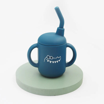 Toosly novo dos desenhos animados 120ml bebê silicone canudinho bpa-livre portátil armazenamento lanche recipiente de alimentação copo treinador à prova de vazamento