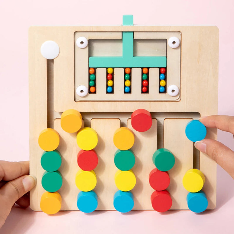Toosly montessori de madeira colorido slide puzzle jogo de tabuleiro cor correspondência slide sensorial brinquedos educativos atividade pré-escolar para crianças