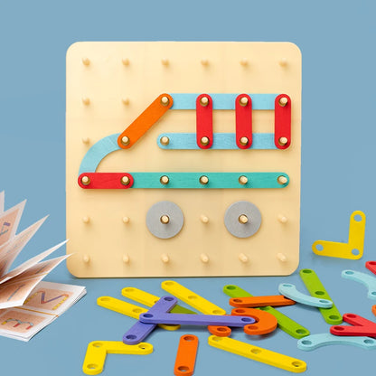 Toosly crianças brinquedos de madeira placa criativa placa de unhas conjunto coluna geométrica construção quebra-cabeça geométrico pegboard montessori sensorial