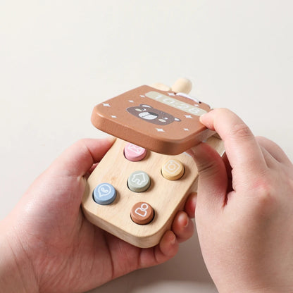 Montessori brinquedos do bebê dos desenhos animados flip telefone celular com espelho crianças dedos imprensa e os sentidos tocar o brinquedo chave móvel aprendizagem